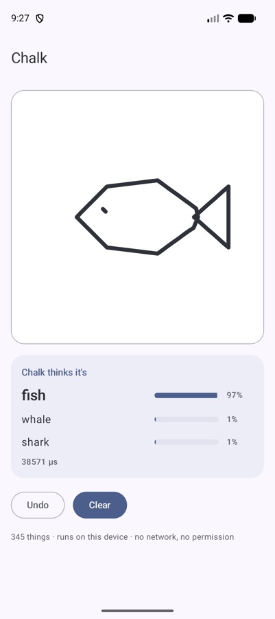 Chalk recognising a fish drawing