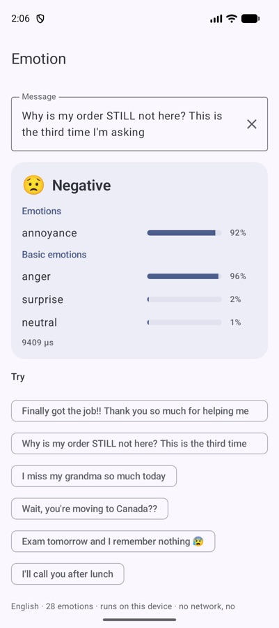 Emotion sample detecting annoyance