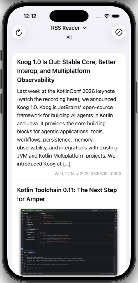 Newzero running on iPhone