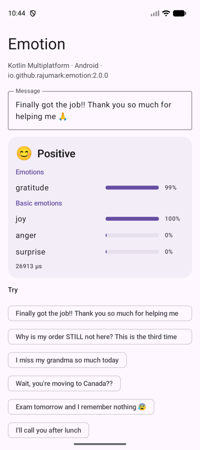Emotion sample on Android