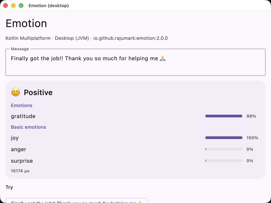 Emotion sample on Desktop (JVM)