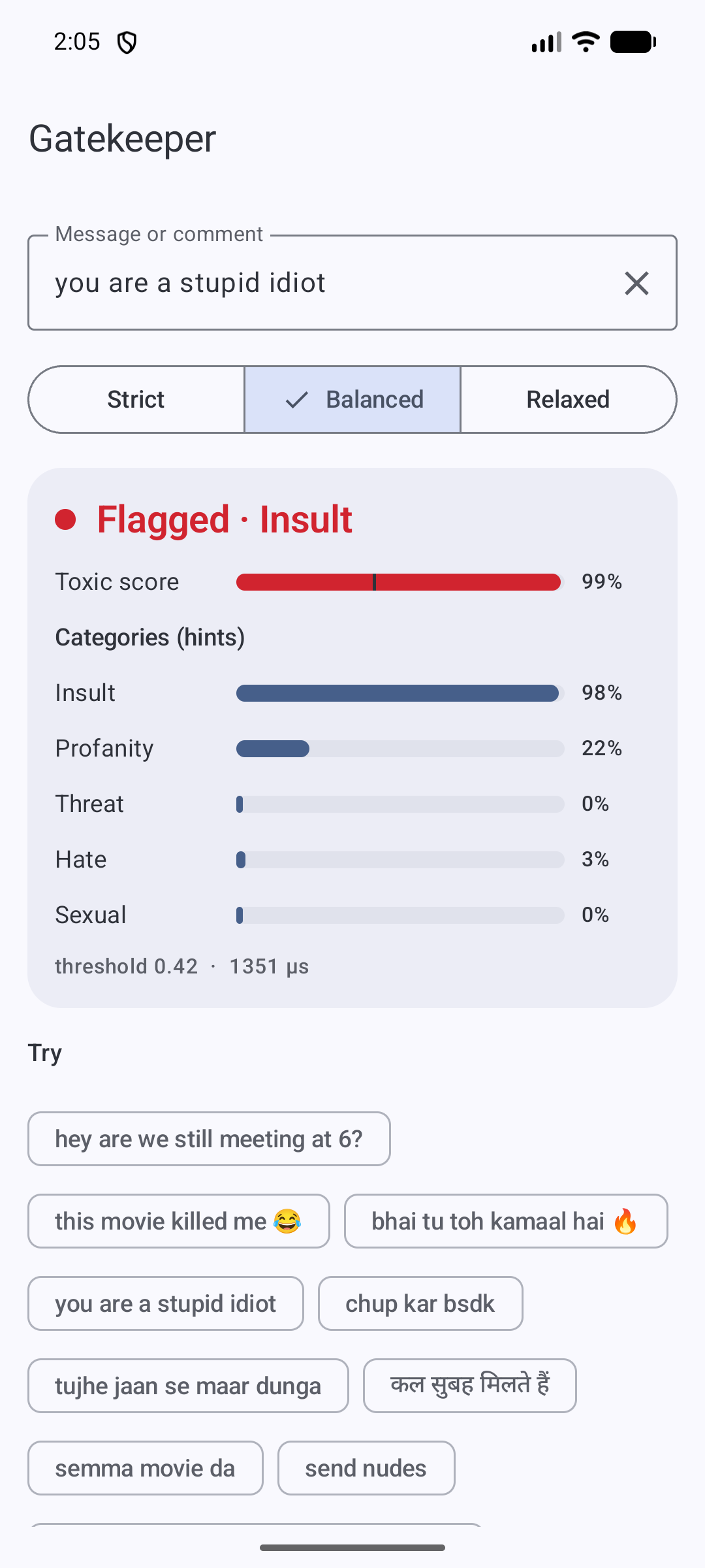 Gatekeeper flags an English insult