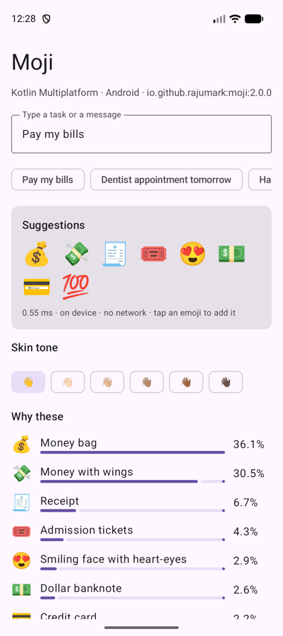Moji sample on Android